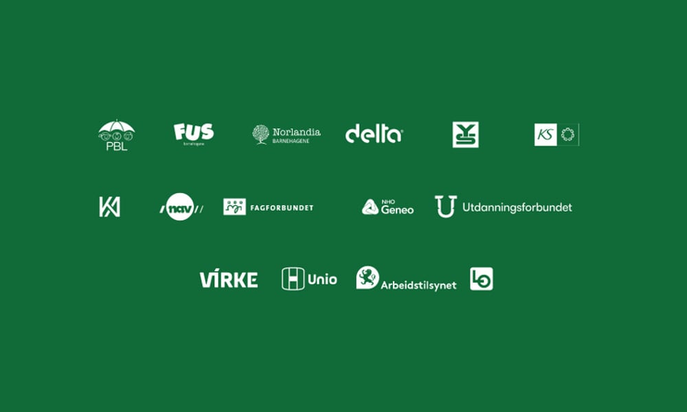 Samling av logoer for aktører i IA-bransjeprogram barnehage