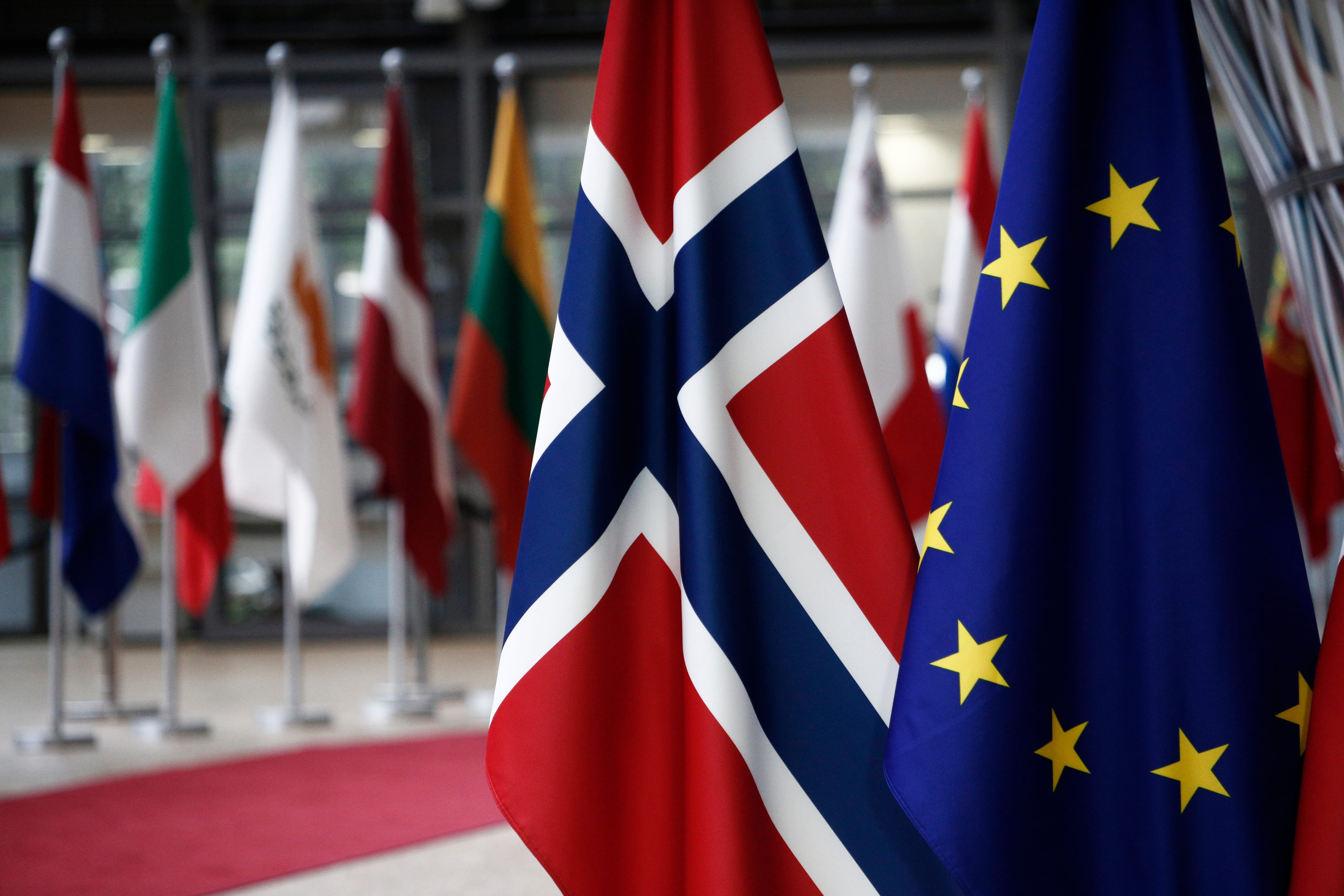 Norsk flagg og EU flagg 
