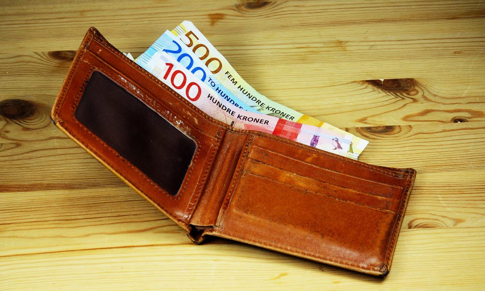 Norske penger, sedler, lommebok