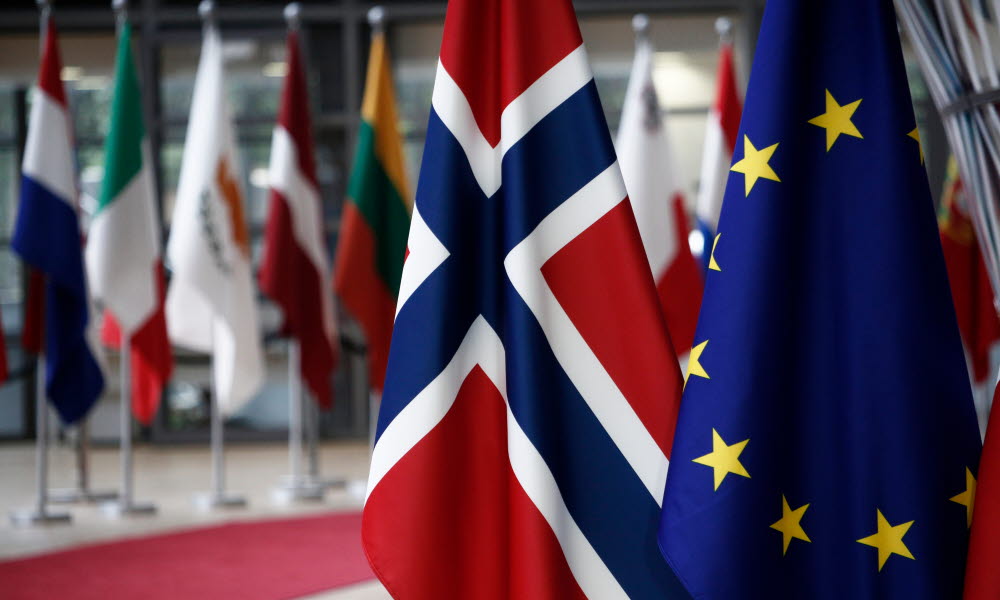 Norsk flagg og EU flagg 