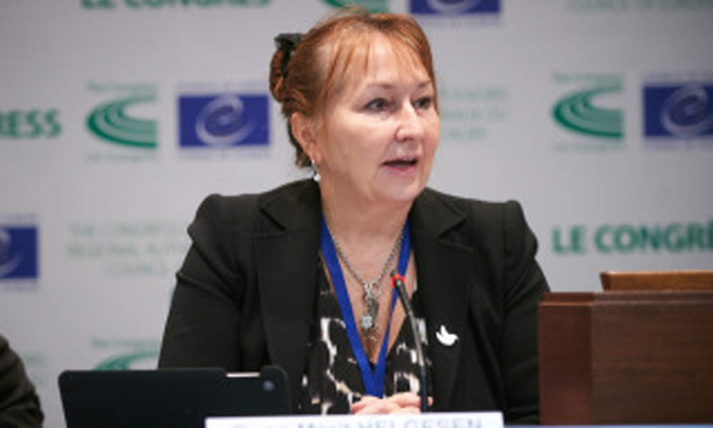Gunn Marit Helgesen, president i regionkammeret på Kommunakongressen i Europarådet