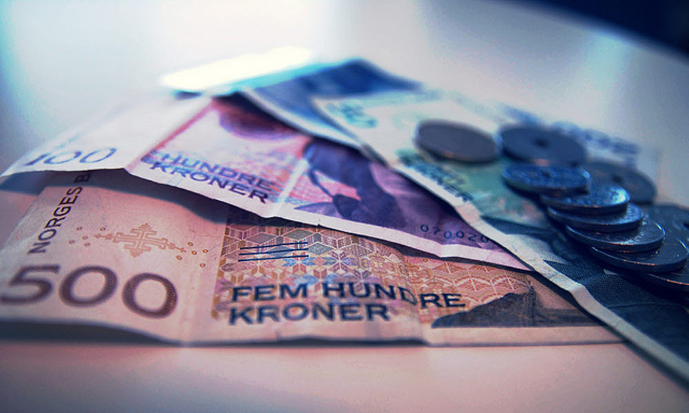 Norske penger i en bunke